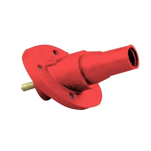 Leviton 22R24-R Ball Nose Female Panel Receptacle, Single-Pole, Threaded Stud, 690A, Red