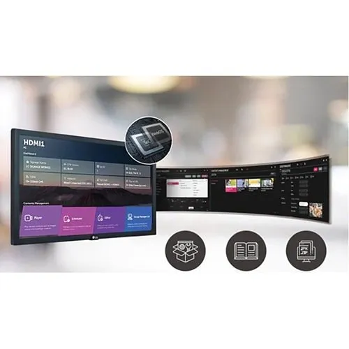 LG 22SM3G-B 22" IPS FHD LED Back-lit Digital Display with Embedded CMS, Quad Core SoC with webOS 4.0, Smart Signage Platform and Built-in WiFi