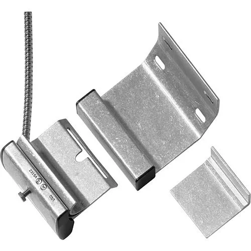 Edwards Signaling Panel Door Magnetic Contact for Overhead Door, IP67, -40 to 150 temp range, aluminum housing, 100V op voltage, 0.5A, 7.5W/VA, normally open, track mount 2'SS armored lead, 3" gap