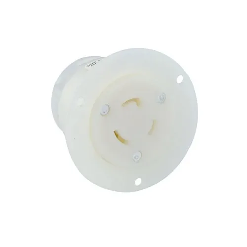Leviton 2316 Flanged Outlet Locking Receptacle, 20A, 125V, NEMA L5-20R, 2P, 3W, White