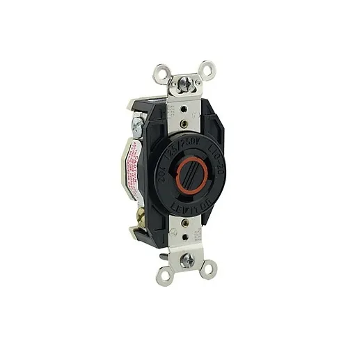 Leviton 2360 Flush Mount Locking Receptacle, Industrial Grade, 20A, 125/250V, Black