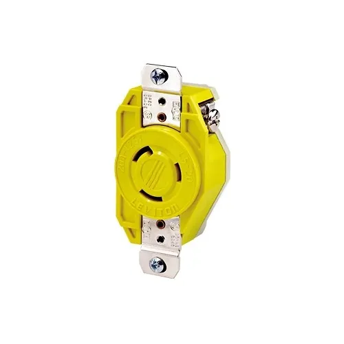 Leviton 23CM-10 Receptacle Lock, 2-Pole, 3-Wire, NEMA L5-20, 20A 125V, Yellow