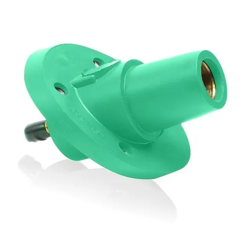 Leviton 23R24-SG 23 Series Female Panel Mount Receptacle, 30°, Green