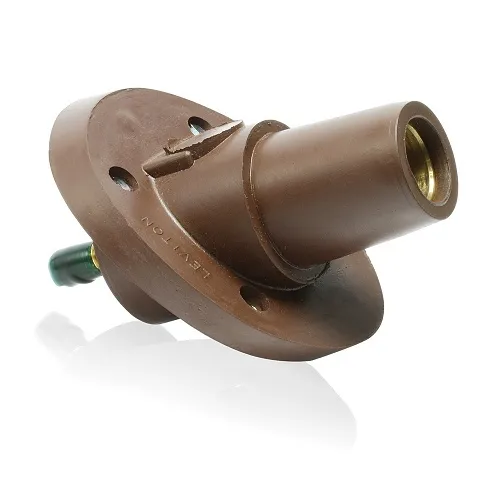 Leviton 23R24-SH 23 Series Female Panel Mount Receptacle, 30°, Brown