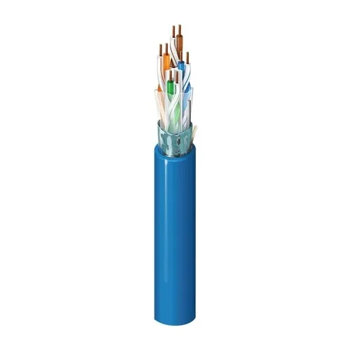 Belden 2412F 0061000 Category 6+ Enhanced Premise Horizontal Cable 350MHz, 23 AWG Solid BC Conductors, F/UTP Foil Shielded, Riser-CMR, PVC Jacket, 4-Pair, Blue