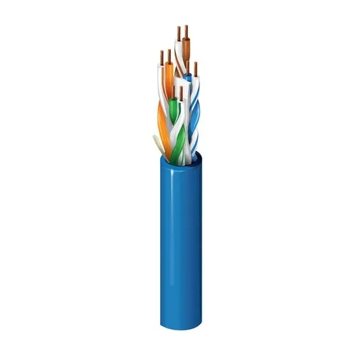 Belden 2413 D151000 Category 6+ Enhanced Premise Horizontal Cable 350MHz, 4 Pair, 23 AWG Solid Bare Copper Conductors, U/UTP, Plenum-CMP, Flamarrest PVC-LS Jacket, Blue, Reel, 1,000'