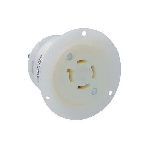 Leviton 2426 Flanged Outlet, 3-Phase, 4 Wire, 20A, 250V, White