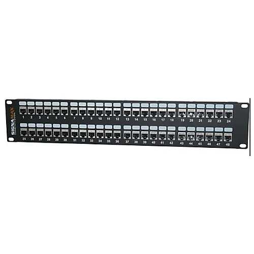 Signamax 24458SFTHD-C5E 24-Port CAT5e High-Density Screened Feed-Thru Patch Panel, 1.75"