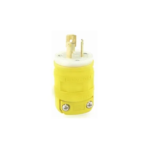 Leviton 2447 Dustguard Plug, 2-Pole, 3-Wire, L5-15P, 15A, 125V, Yellow