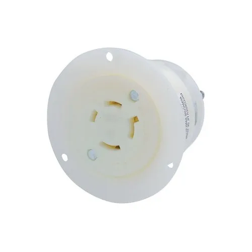 Leviton 2466 Flanged Outlet 4 Pole 4 Wire L20-20R 20A 34/600V, White