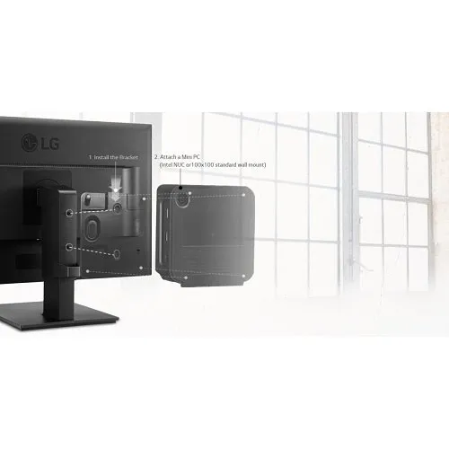 LG 24BK550Y-I 24" IPS FHD Monitor with Flicker Safe, Built-in Power, Adjustable Pivot Stand, Wall Mountable & Mini PC Connection Available