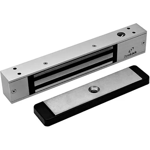 DynaLock 2511-DSM-DYN 2500 Series 650 lb Mini-Mag Single Electromagnetic Lock for Outswing Door with Door Status Switch, Dynastat force Sensor, Satin Aluminum