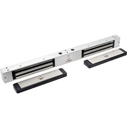 DynaLock 2522DSM2 2500 Series 650 lb Mini-Mag Double Electromagnetic Lock for Outswing Door with Door Status Switch, Satin Aluminum