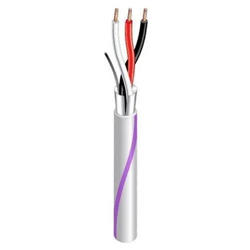 West Penn 25303BWHTVT1000 Non Plenum Audio Cable, 3 Conductors, 18 Gauge, Shielded, 1000', White and Violet