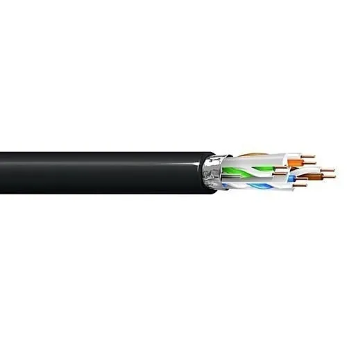 West Penn 254346AFBK1000 CAT6A Plenum Cable, 23/4 Solid BC, Shielded, UTP, CMP, FT6, 1000', Black