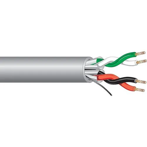 West Penn 25510BGY500 22/2 Pair Stranded Shielded Cable, Plenum, Bare Copper, CMP, 500' (152.4m) Reel, Gray