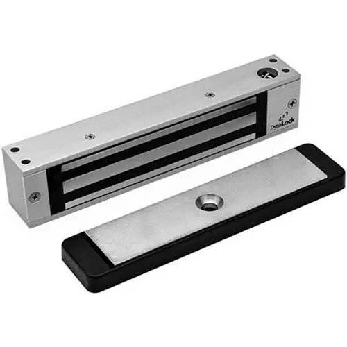 DynaLock 2585 2500 Series 650 lb Single Bantam Mini Electromagnetic Lock for Outswing Door, Satin Aluminum