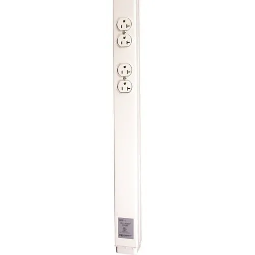 Wiremold 25DTP-415 Tele-Power Series Steel Power/Data Pole, 15'5", Ivory, Prewired with Duplex Receptacles