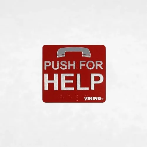 Viking 260572 Push for Help Braille Label, Red
