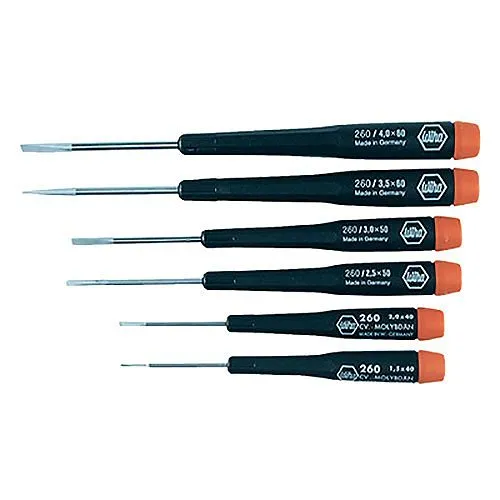Wiha 26090 Precision Slotted Screwdriver 6-Piece Set, 1.5-4.0mm