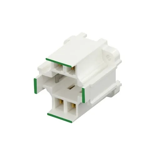 Leviton 26725-412 G24Q-2 GX24q-2 Base Compact Fluorescent Lampholder, 18W 4-Pin, Vertical Bottom Screw-Down, Quick-Connect for 18AWG Solid or Stranded Tinned Wire, Green Color Code, White Body