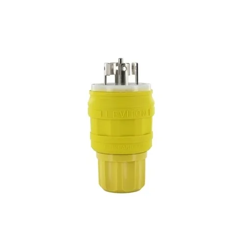 Leviton 26W10 Wetguard Watertight Locking Plug, Yellow