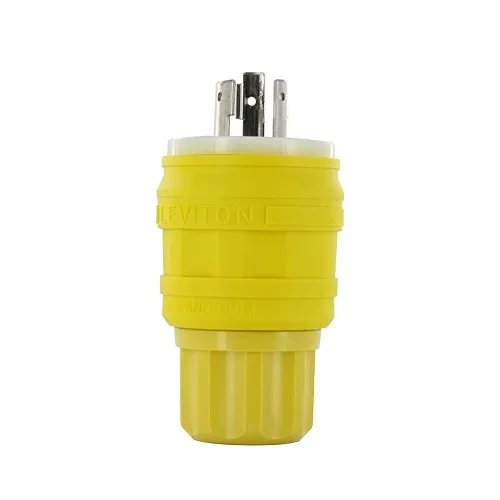 Leviton 26W48 Wetguard Watertight Locking Plug, Yellow