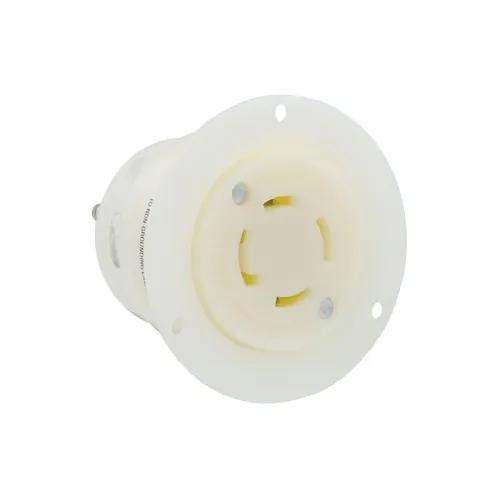 Leviton 2766 Flanged Outlet 4 Pole 4 Wire L19-30R 30A 277/480V, White