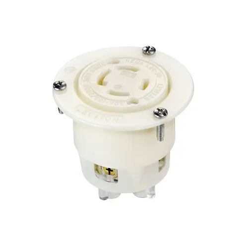 Leviton 2776 Flanged Outlet 4 Pole 4 Wire L20-30R 30A 347/600V, White