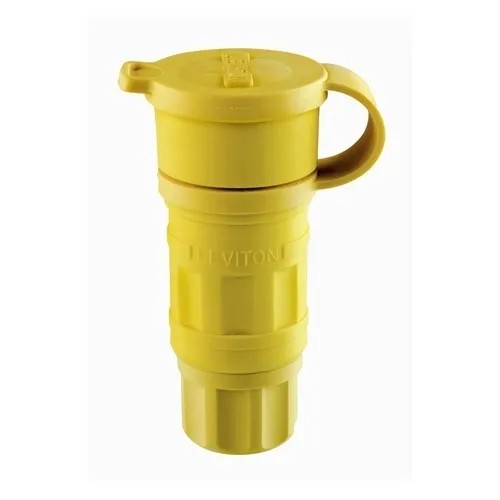 Leviton 27W10 Wetguard Connector Lock, 4-Pole, 5-Wire, 20A 250V, 10A 600V, Yellow