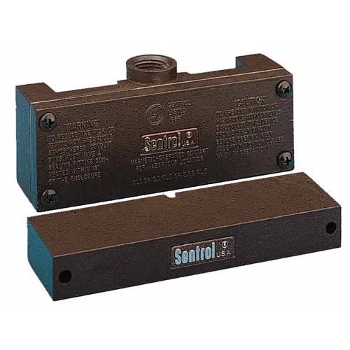 Edwards Signaling 2800T Series High Security Magnetic Contact, 0V op voltage, 0.25A, 3VA/W, SPDT, explosionproof triple-biased #6 screw terminal, 3/16 to 5/8" gap, Brown