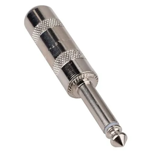 Switchcraft 281 Mono 2-Conductor Cable Mount Plug, Nickel Metal Handle with Solder Lugs and Cable Clamp, Unassembled, 1/4"