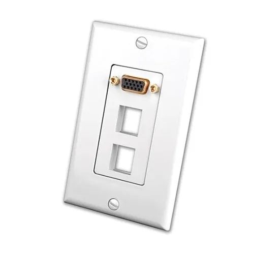 Vanco 281203 S-VGA Wall Plate Insert with Dual Keystone Ports, White