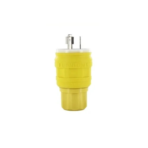Leviton 28W49 Wetguard Watertight Locking Plug, Yellow