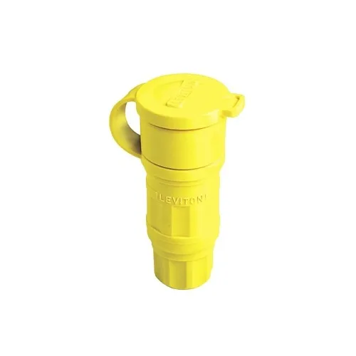 Leviton 29W48 Weatherproof Connector Lock 2-Pole 3-Wire L6-30R 30A 250V, Yellow