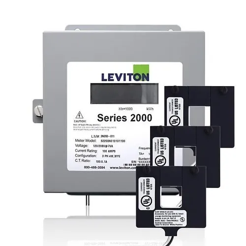 Leviton 2K208-2D VerifEye Series 2000 3P/4W Indoor Demand Meter Kit With 3 Split-Core Current Transformers
