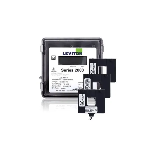 Leviton 2O208-12W Submeter Outdoor 120/208V 3-Phase 4-Wire Max 1200A 3-Split Core Current Transformers, Electric Meter Kit