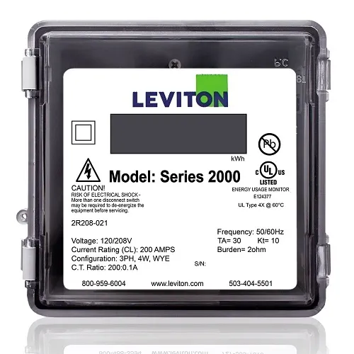 Leviton 2R208-21 VerifEye 2000 Series Submeter with Outdoor Enclosure, 120/208/240V, 200A