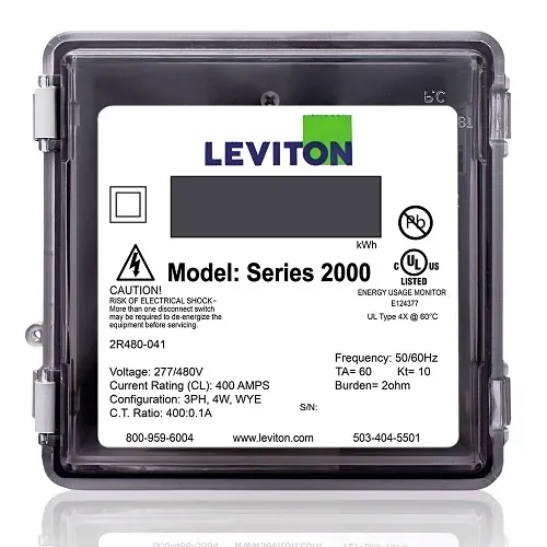 Leviton 2R480-41 VerifEye 2000 Series Submeter with 3-Phase/4-Wire and Outdoor Enclosure, 277/480V, 400A