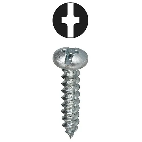 Dottie 2WS62 No. x 2" Phillips Slotted Pan Head Sheet Metal Screw, 10-Pack