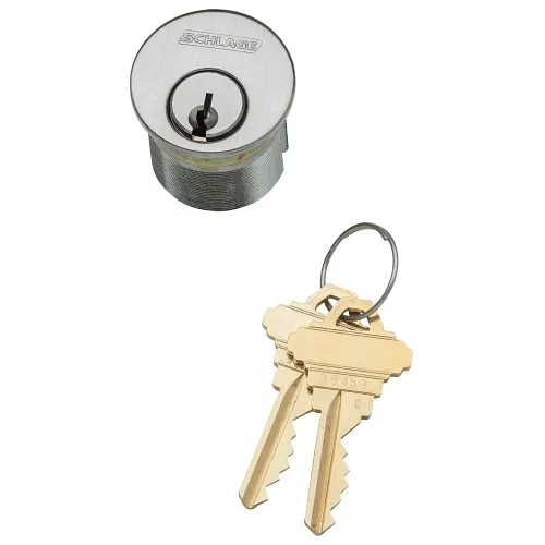 Schlage 30-021 C 118 626 1-1/8" Mortise Cylinder, 6-Pin, Satin Chrome Finish