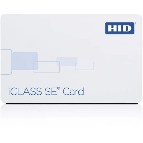 HID 3000PGGMB iCLASS 2k SE Card, SIO Programmed, Glossy Front and Back, Sequential Matching Encoded/Printed (Inkjetted), No Slot, Horizontal Slot Indicators, White