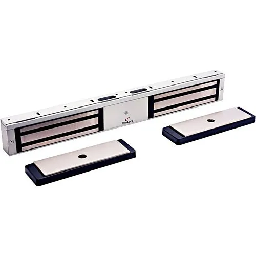 DynaLock 3002-HSM2 3000 Series 1500 lb Double Electromagnetic Lock for Outswing Door with High Security Monitor, Satin Aluminum