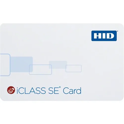 HID 3003PGGMN iCLASS 32k SE Card, SIO Programmed, Glossy Front and Back, Sequential Matching Encoded/Printed (Inkjetted), No Slot, Vertical Slot Indicators, White