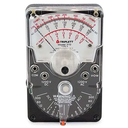 Triplett 3018 Model 310 Portable Compact Analog Multimeter, 18 Ranges, AC/DC Voltage to 1200V