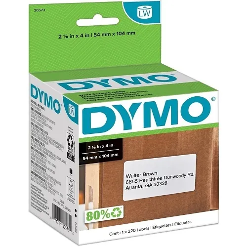 DYMO 30573 Label Maker, 2-1/8X4 Shipping Blister, 220 Count in 2 Rolls