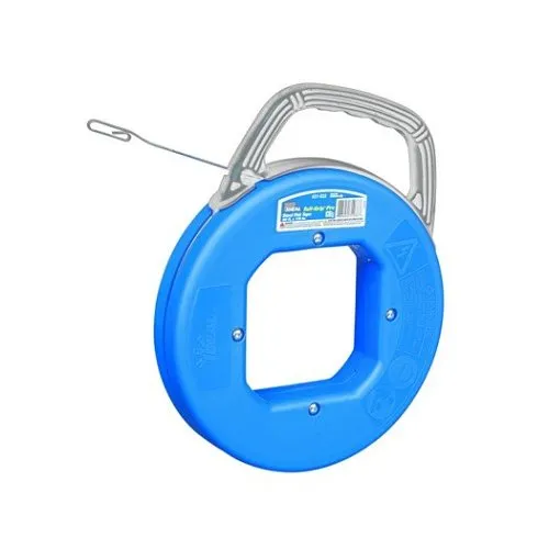 IDEAL 31-033 Blued-Steel Fish Tape, Formed Hook End, 9" Case, 1/8"x0.60", 50' Length
