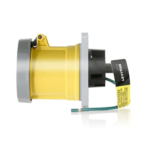 Leviton 3100R4WLEV 100A Pin and Sleeve Receptacle, Yellow