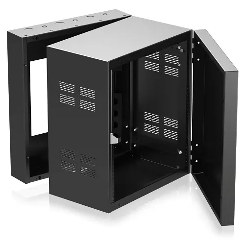 AtlasIED 312-12 Wide Opening Stand-Alone Wall Cabinet with Adjustable Rails, 19", 12RU