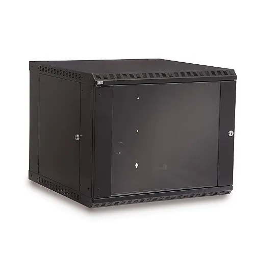 Kendall Howard 3140-3-001-09 LINIER Fixed Wall Mount Cabinet with Glass Door, 9U, Black